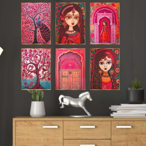 Set of Six Wall Paintings for Wall Dacoration Golden Framed Wall Paintings for Living Room & Bedroom Wall Art for Home Decoration & Office Wall Décor (13x10 inch CH-GD6-4)